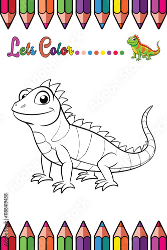 Adorable Iguana Coloring Page for Kids - Fun and Printable Cartoon Reptile Outline for Creative Learning
