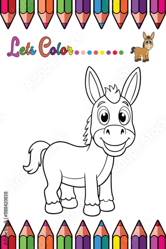 Adorable Mule Coloring Page for Kids - Fun and Printable Cartoon Animal Outline for Creative Learning