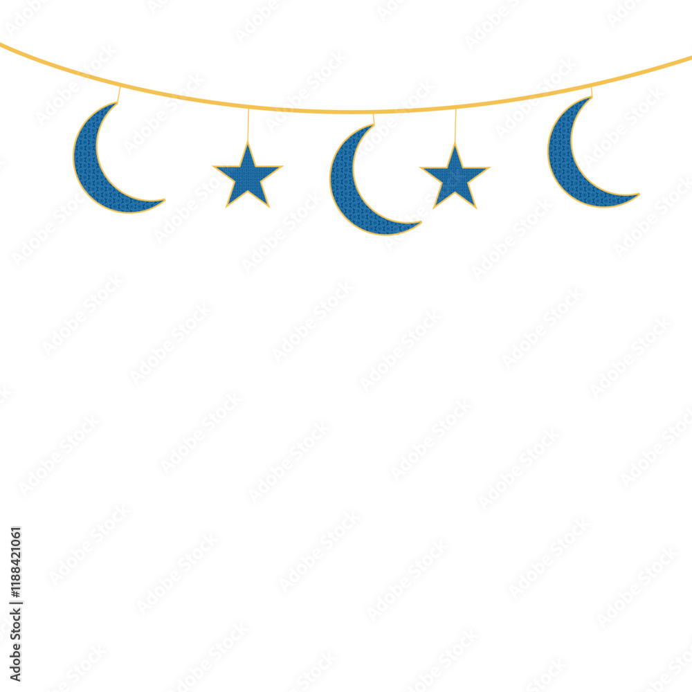 Obraz premium Decoration Blue Cescent Moon Ramadan Icon Illustration
