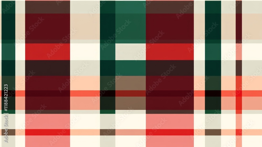 Obraz premium Green red square Christmas style fine pattern. 