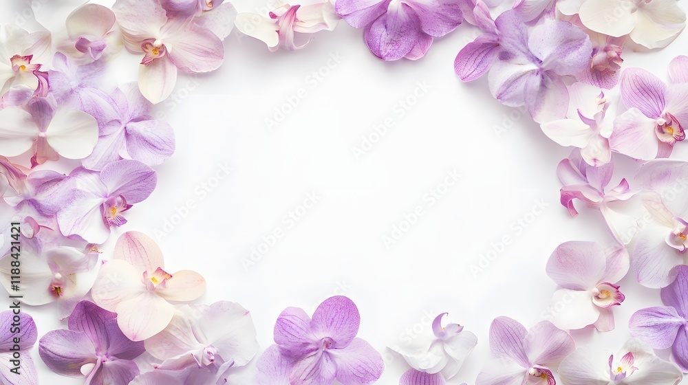 Delicate Orchid Petals Frame White Background Delicate Orchid Petals Frame White Background