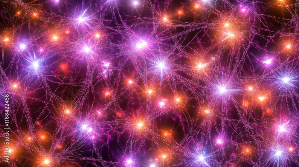 Colorful Abstract Fiber Optic Lights Background with Glowing Stars and Interconnected Lines for Technology and Science Themes Colorful Abstract Fiber Optic Lights Background with Glowing Stars and Interconnected Lines for Technology and Science Themes