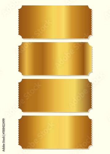 Blank gradient golden ticket set. Golden tickets