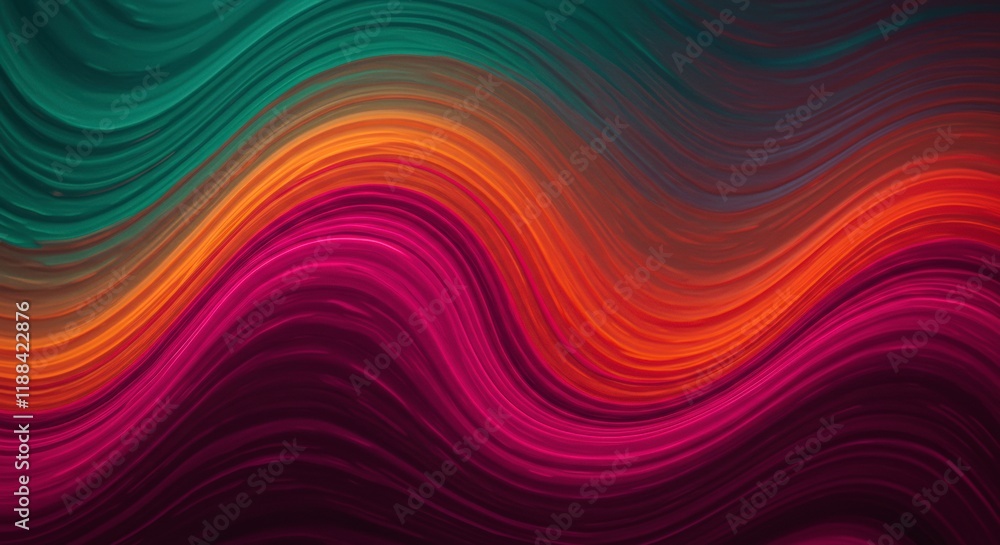 Abstract Wave Gradient: Vivid, undulating waves of teal, orange, and magenta create a mesmerizing abstract background. Perfect for design projects needing a vibrant and dynamic feel. Abstract Wave Gradient: Vivid, undulating waves of teal, orange, and magenta create a mesmerizing abstract background. Perfect for design projects needing a vibrant and dynamic feel.