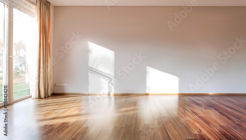 Minimalist empty room with sunlight  interior  product showcase. Wallpaper  poster.
