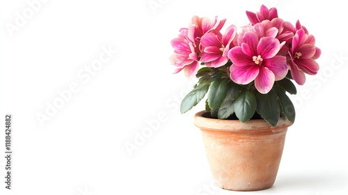 Wallpaper Mural Pink flowers bloom in a terracotta pot Torontodigital.ca