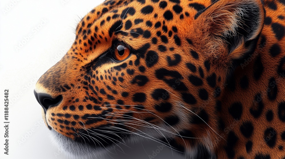 Obraz premium Majestic Leopard Captured in Lifelike Profile View and Detail