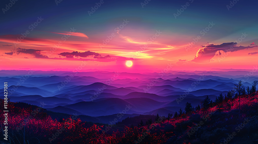 Fototapeta premium sunset in the mountains