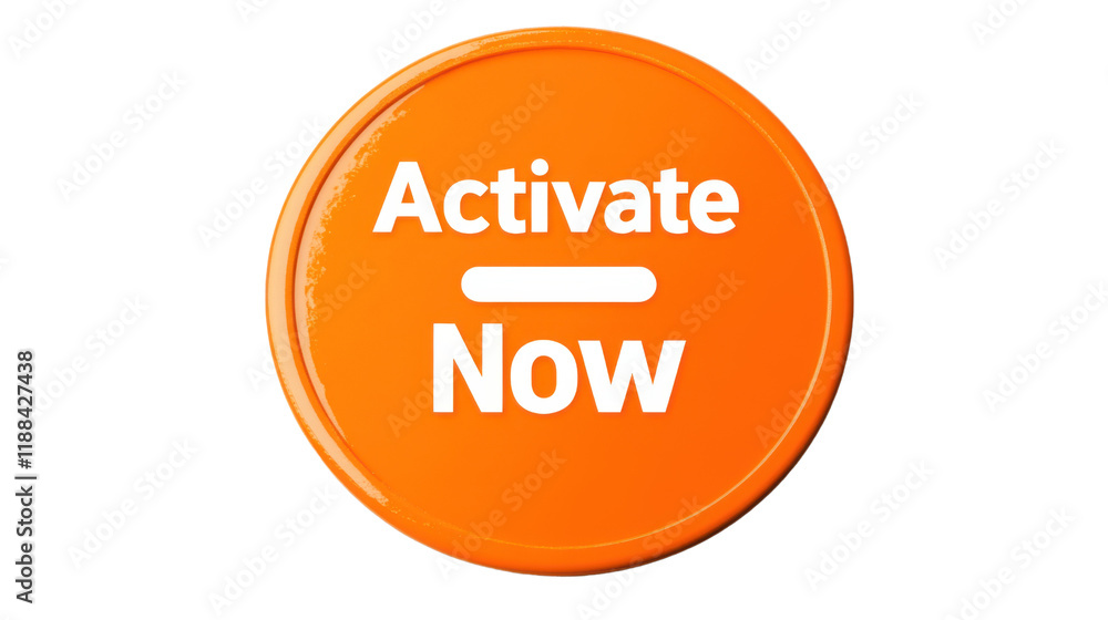 Activate now orange button isolated on white background Activate now orange button isolated on white background