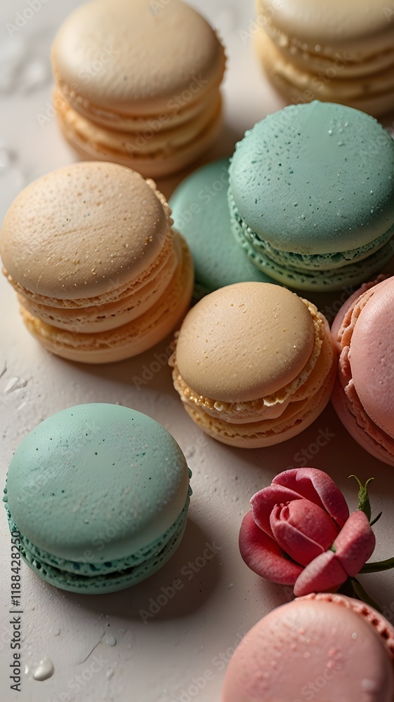 Obraz premium colorful macaroons on a wooden table