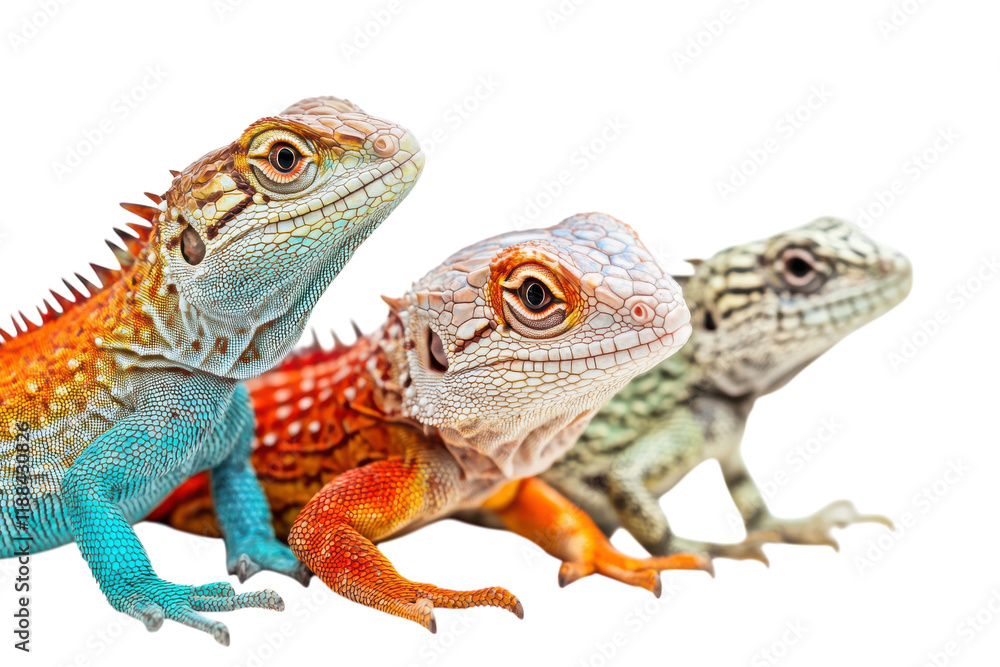 Obraz premium Vibrant Rainforest Lizards Isolated on transparent Background for Nature and Wildlife Use