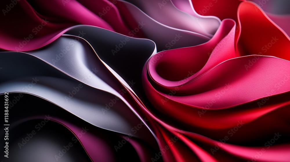 Obraz premium Abstract Crimson and Grey Waves: A Symphony of Curving Lines and Seductive Hues