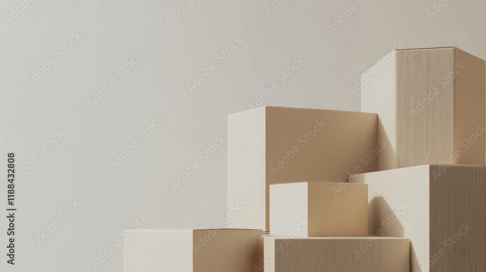 Wooden geometric shapes on a neutral background.