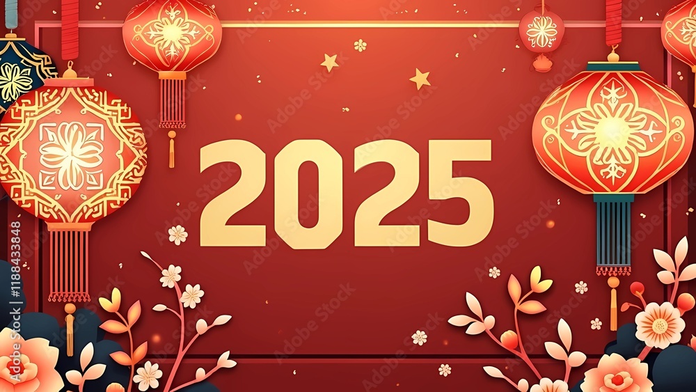 Naklejka premium Bright red background celebrating the joy and traditions of Chinese New Year, generative ai 