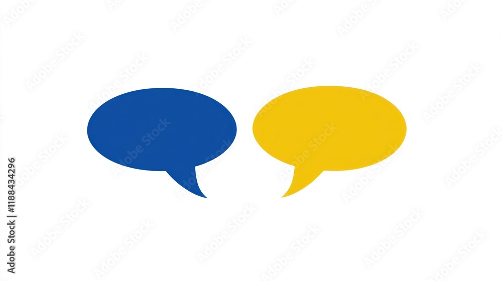Communication, Dialogue, Conversation, Chat, Speak, Say, Blue and Yellow Speech Bubbles Communication, Dialogue, Conversation, Chat, Speak, Say, Blue and Yellow Speech Bubbles