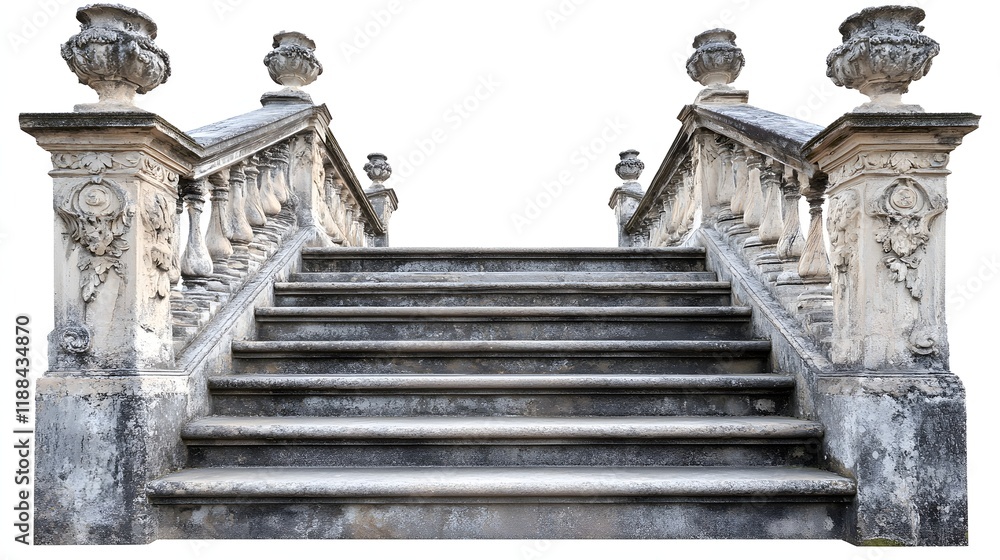 Fototapeta premium Ornate Stone Staircase With Decorative Urns