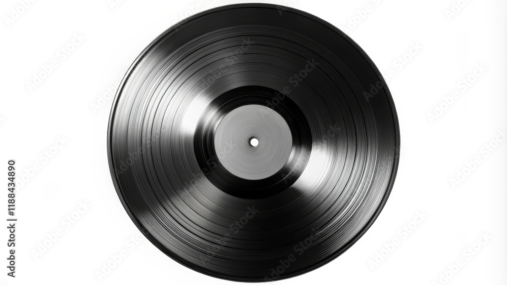 Fototapeta premium Circular Vinyl Record Black Grooves, Studio Shot, Analog Music, Vinyl Record, Music Analog Music, Music Production