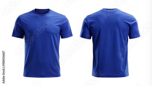 Royal Blue T-Shirt Mockup Front and Back View, 3D Render, Clothing Design,Template tshirt mockup, apparel design photo