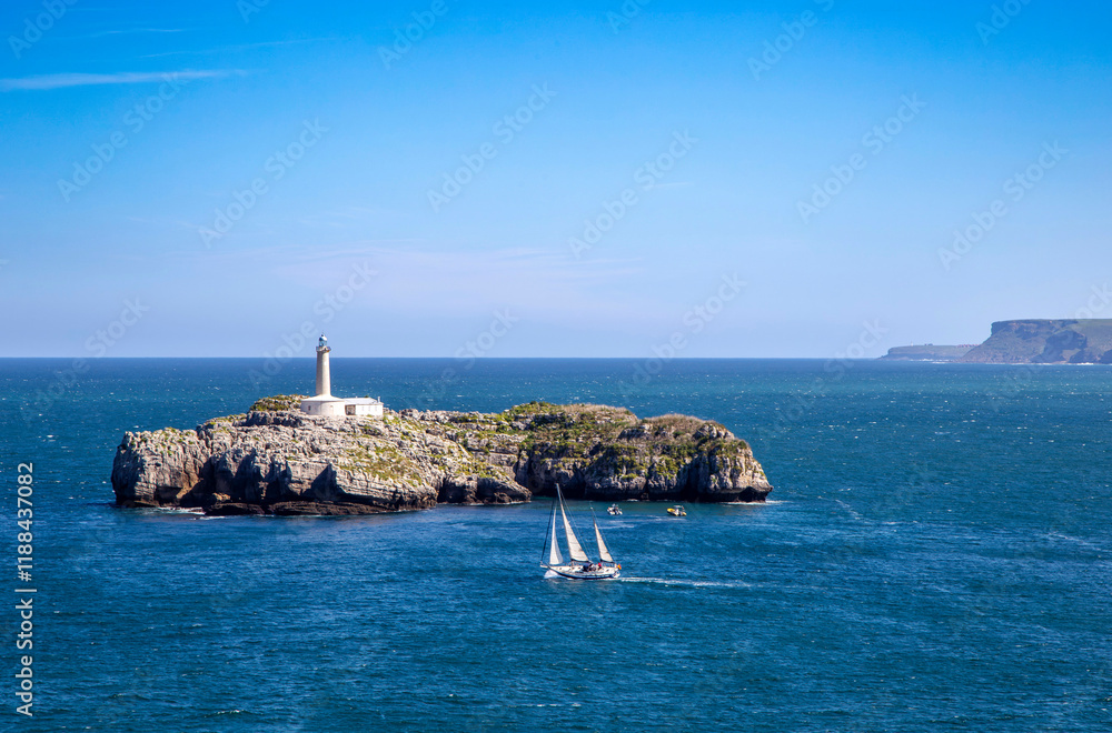 View of the Corbera islet at the entrance to the Bay of Santander. Cantabria, Spain. View of the Corbera islet at the entrance to the Bay of Santander. Cantabria, Spain.
