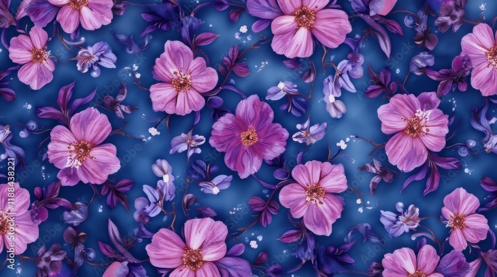 Seamless abstract beautiful purple and blue magical flowers pattern background Seamless abstract beautiful purple and blue magical flowers pattern background