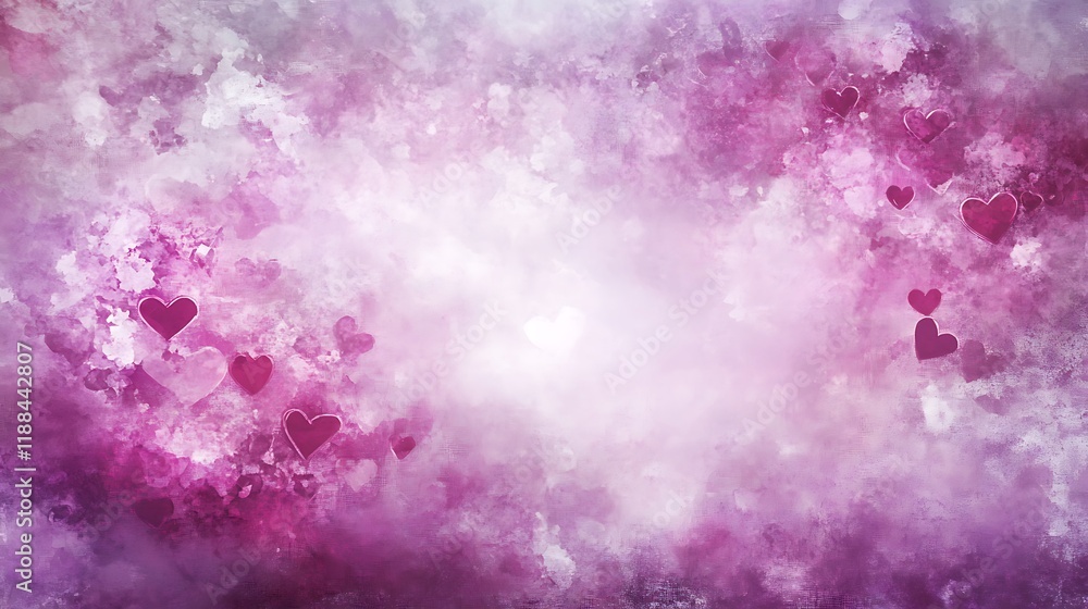 Abstract Watercolor Painting with Scattered Hearts Abstract Watercolor Painting with Scattered Hearts