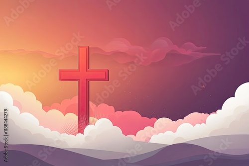 Creative and minimal post with Good Friday vector illustration for christian religious occasion with cross and clouds. vector illustration  photo