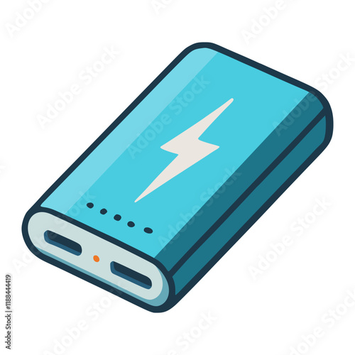power bank charging device technology flat color vector illustration template design