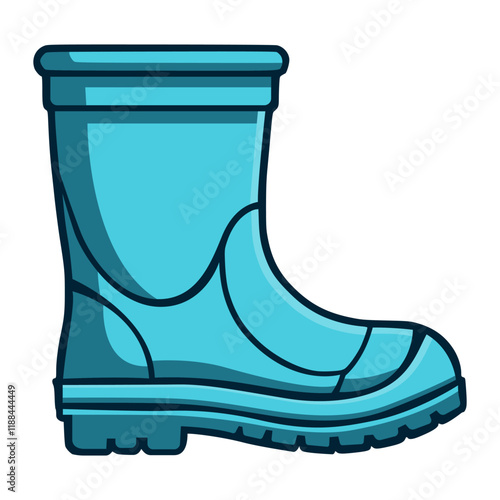 blue rubber boot shoe garden farm flat color vector illustration template design