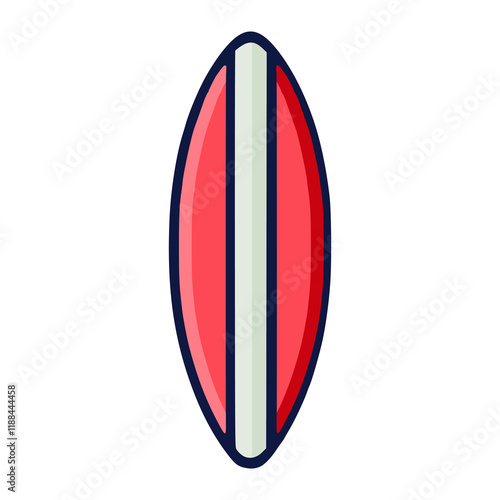 surf board sport accessories flat color vector illustration template design