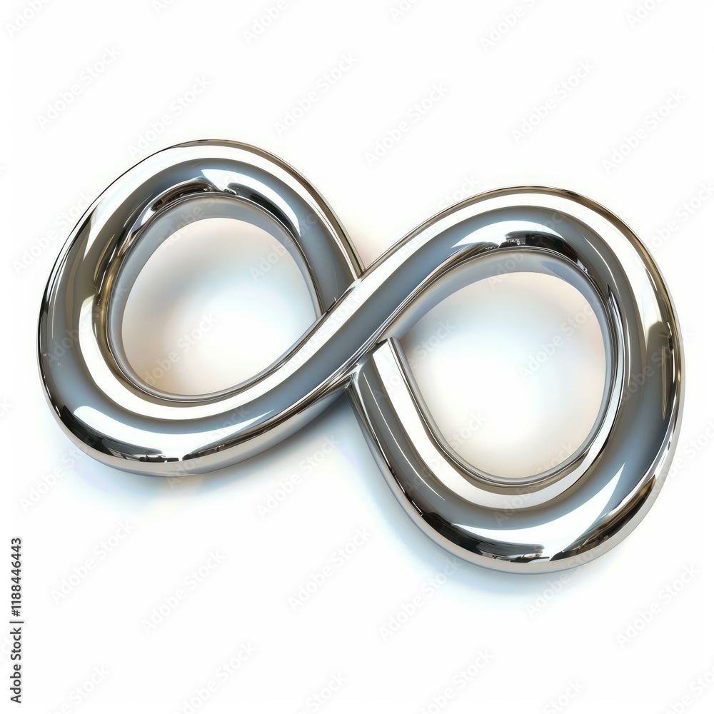 Chrome infinity symbol representing limitless, boundless and endless possibilities, eternal love, or infinite time Chrome infinity symbol representing limitless, boundless and endless possibilities, eternal love, or infinite time
