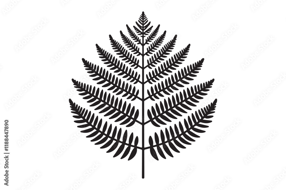 Naklejka premium A black and white silhouette of a fern leaf 