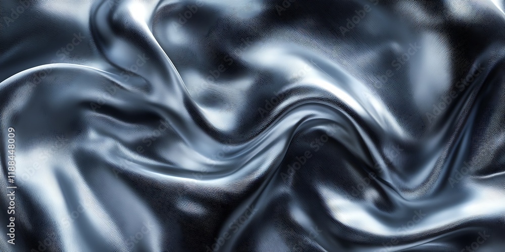 Fototapeta premium Abstract silver fabric, flowing waves, elegant texture, background for design