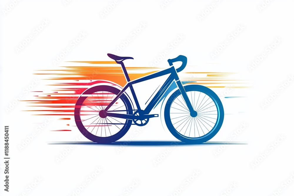 Obraz premium Colorful stylized bicycle in motion, speed lines.