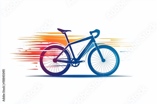 Colorful stylized bicycle in motion, speed lines. photo