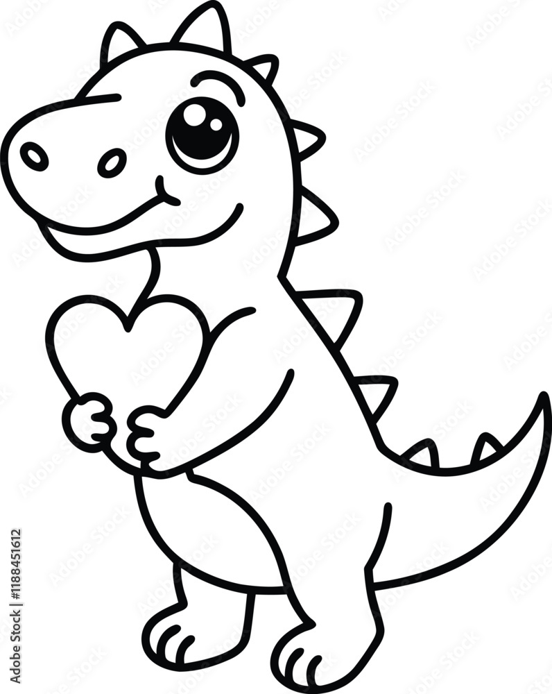 Cute dinosaur vector, Cute dinosaur with heart silhouette vector illustration, Cute dinosaur line art vector Cute dinosaur vector, Cute dinosaur with heart silhouette vector illustration, Cute dinosaur line art vector