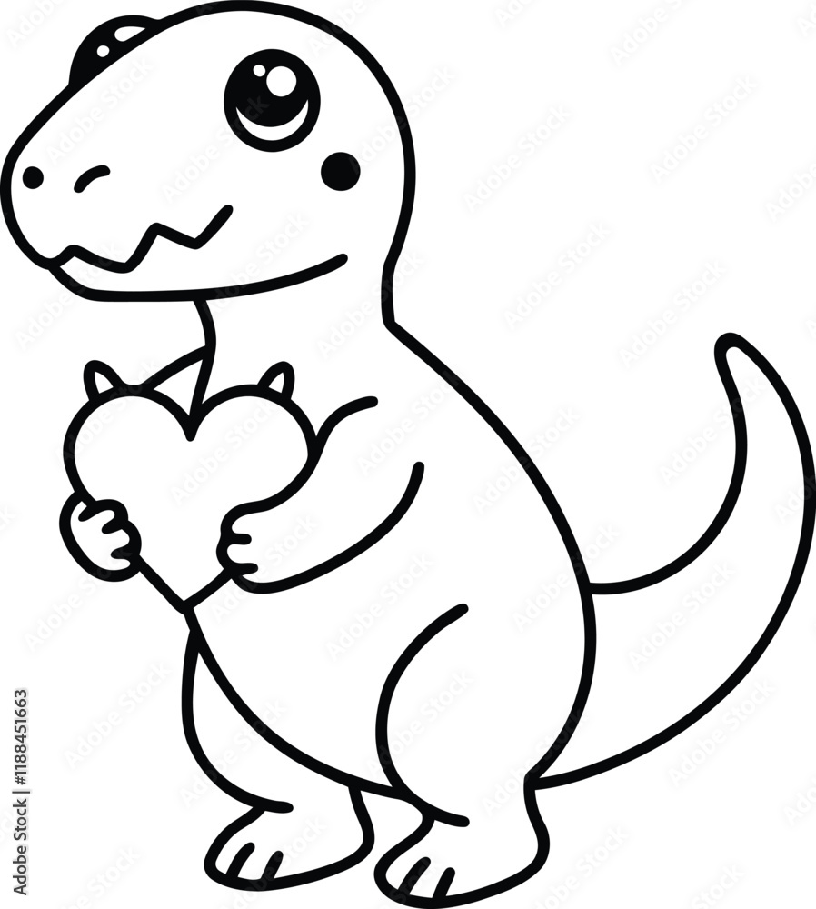 Cute dinosaur vector, Cute dinosaur with heart silhouette vector illustration, Cute dinosaur line art vector Cute dinosaur vector, Cute dinosaur with heart silhouette vector illustration, Cute dinosaur line art vector