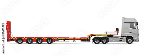 truck side view trailer load semi road haul dig big large long lorry empty icon logo sign design template work build auto under work power drive carry cargo wheel mover
