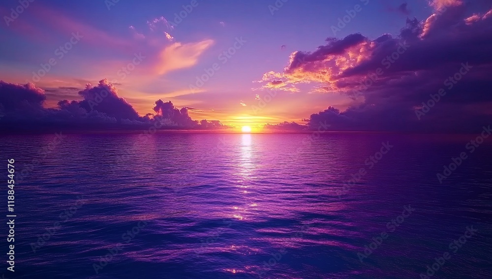 Vibrant sunset over calm ocean waters. Vibrant sunset over calm ocean waters.
