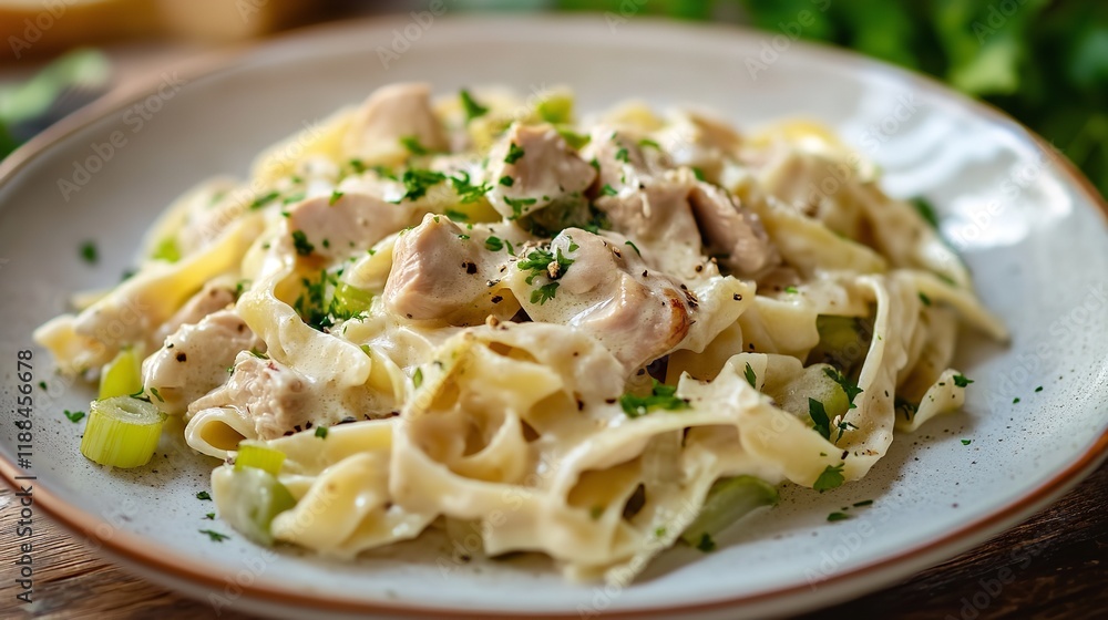 Creamy pasta with chicken and leeks Creamy pasta with chicken and leeks