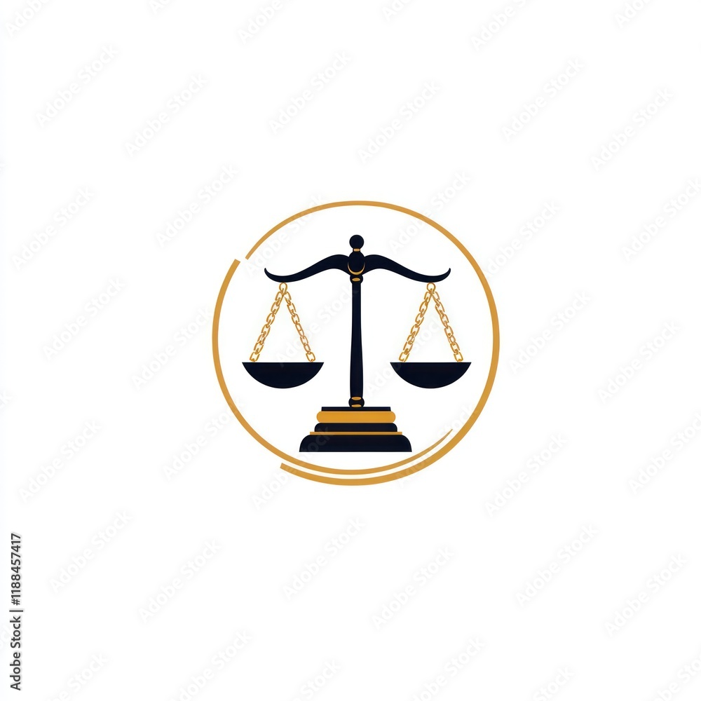 Scales of Justice Legal Symbol Encircled Design