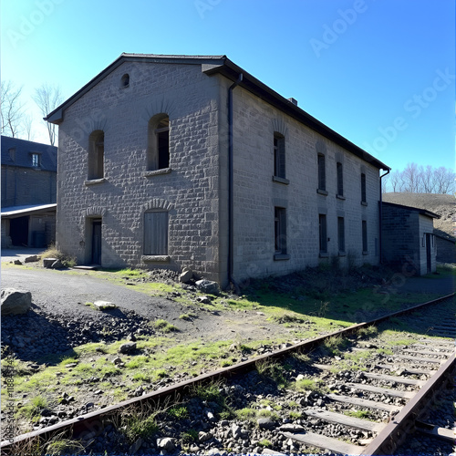 Titterstone Clee Hills Abandoned buidings. Building believed to have been used for loading stone into Railway Wagons with associated support buildings photo