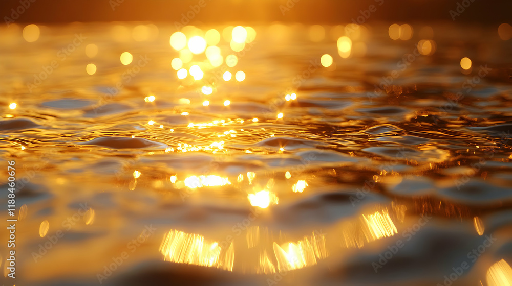 Golden Sunset Reflections on Water Surface Golden Sunset Reflections on Water Surface
