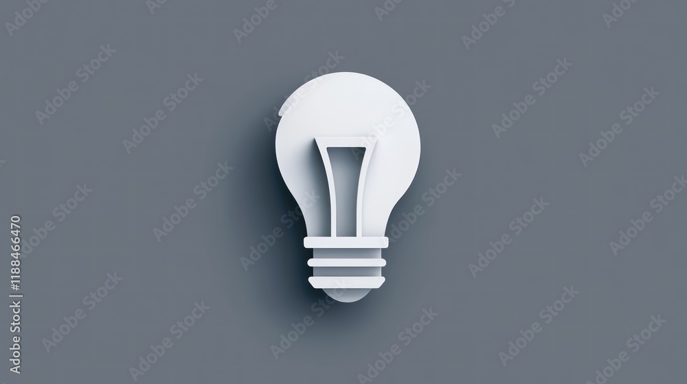 Simple white lightbulb icon on gray background. Simple white lightbulb icon on gray background.