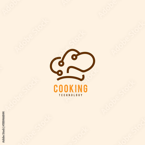 hat chef cooking technology logo design 