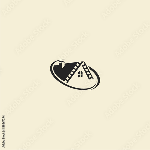 film contruction logo, design home and film movie concept