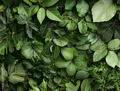 Ai-generated lush leaves and intricate foliage texture in nature's green canvas verdant environment vibrant viewpoint photo