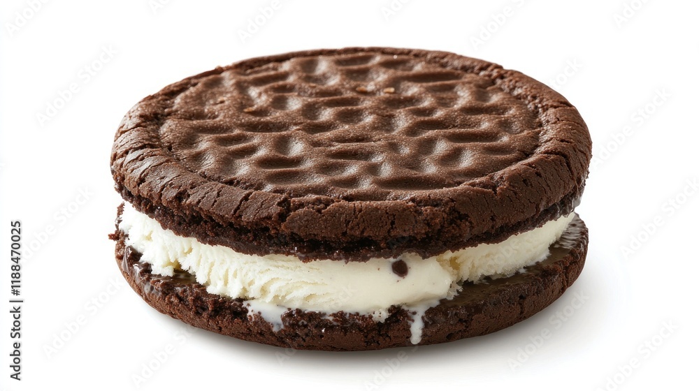 Chocolate ice cream sandwich with vanilla ice cream filling, isolated on white. Chocolate ice cream sandwich with vanilla ice cream filling, isolated on white.