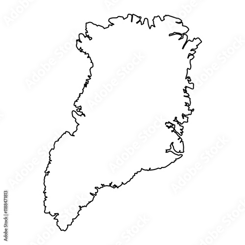 Outline Map of Greenland, Largest Island on Earth