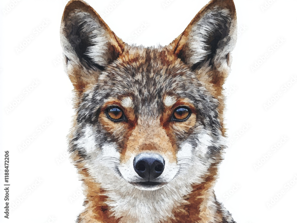 Fototapeta premium Red wolf portrait, detailed fur, intense gaze.