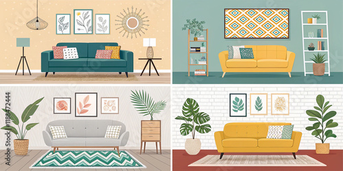 A Captivating Collection of Diverse Living Room Backgrounds Featuring Unique Design Elements